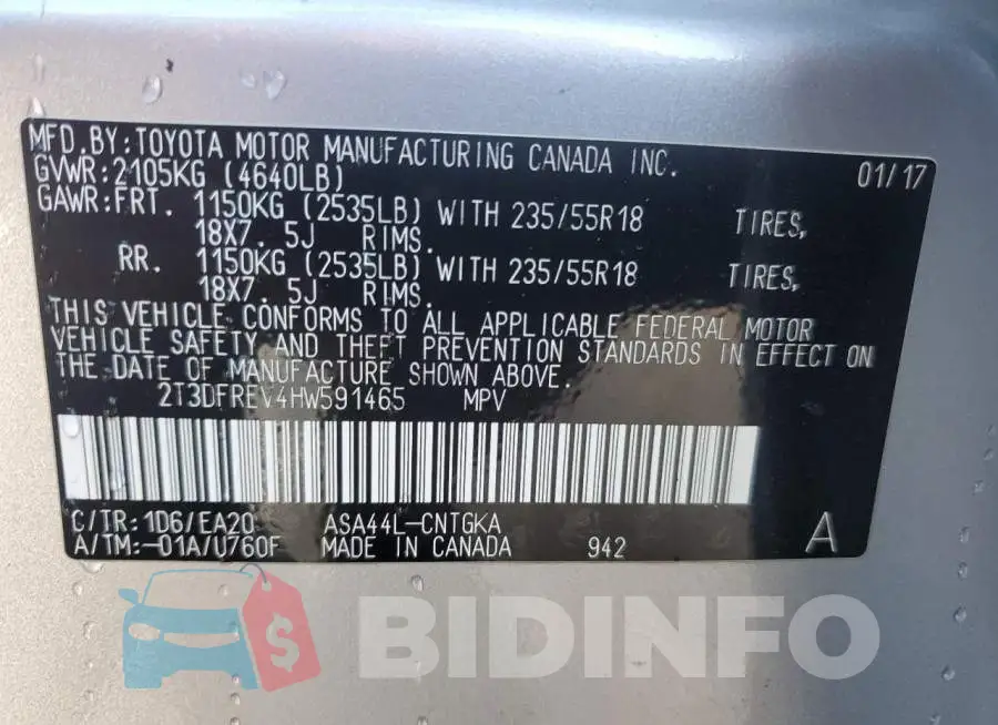 2T3DFREV4HW591465 Photo# 13