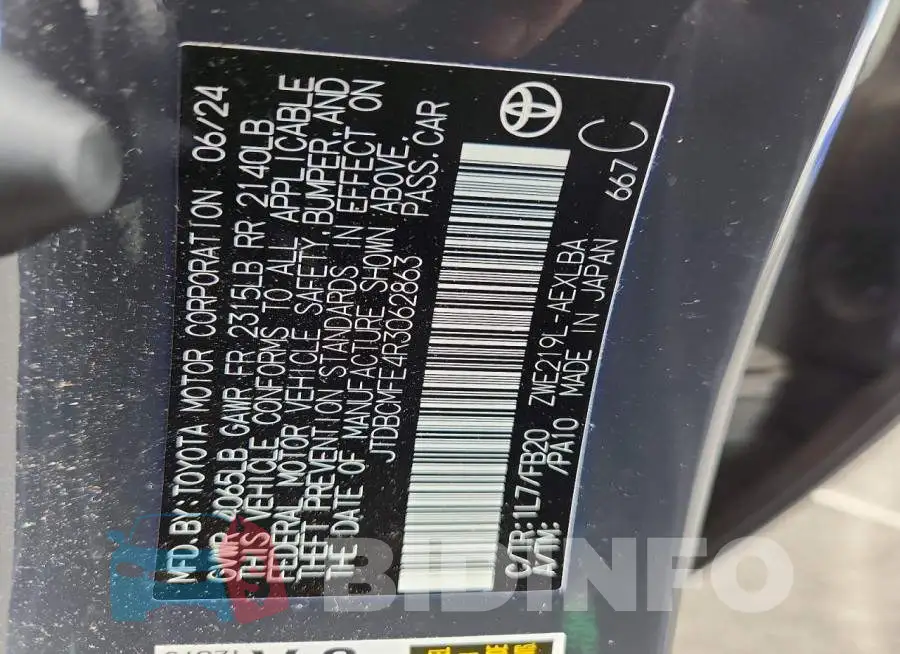 JTDBCMFE4R3062863 Photo# 13
