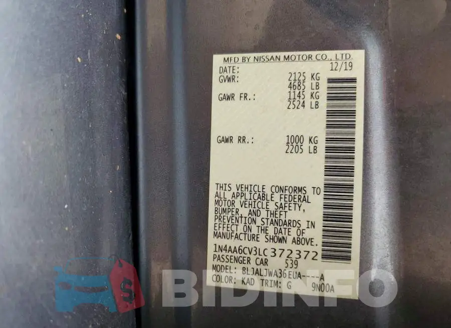 1N4AA6CV3LC372372 Photo# 13