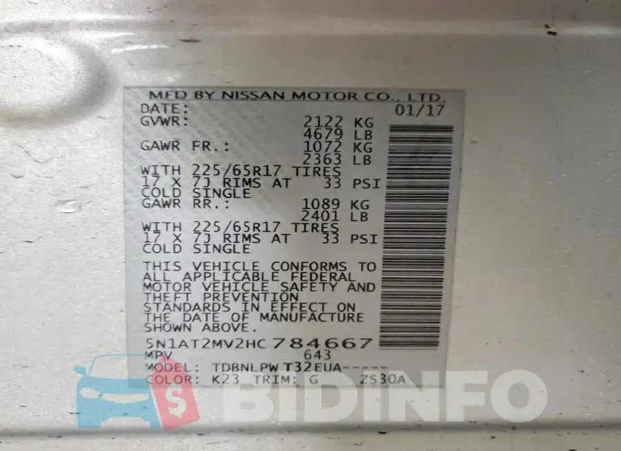 5N1AT2MV2HC784667 Photo# 13