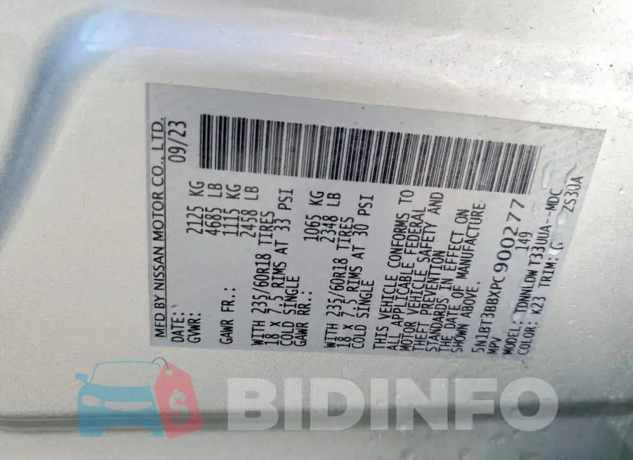 5N1BT3BBXPC900277 Photo# 14