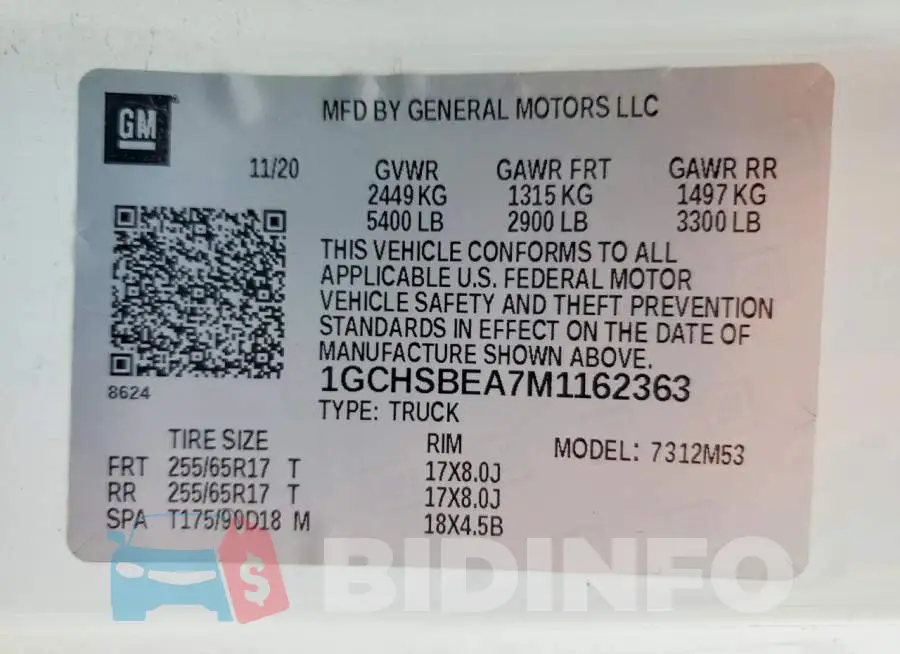 1GCHSBEA7M1162363 Photo# 12