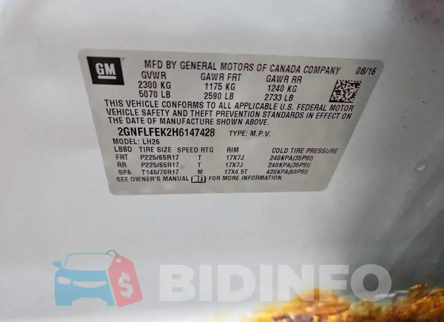 2GNFLFEK2H6147428 Photo# 13