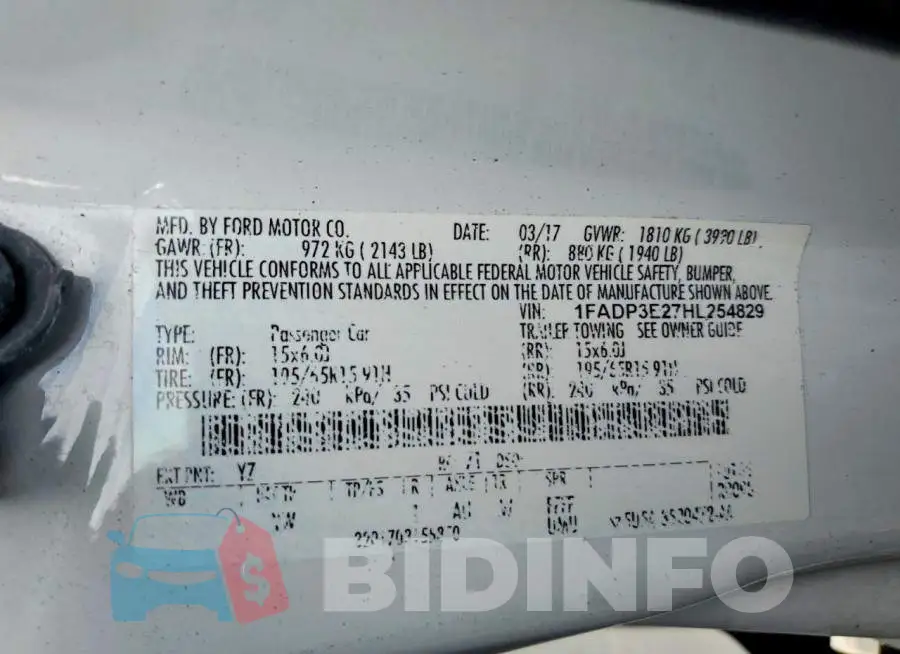 1FADP3E27HL254829 Photo# 12