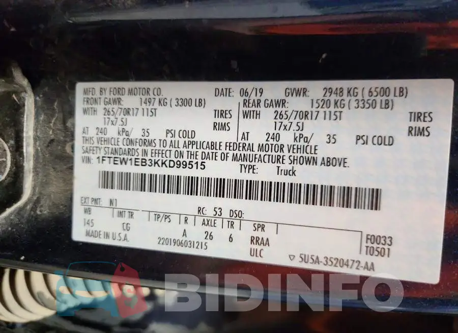 1FTEW1EB3KKD99515 Photo# 12