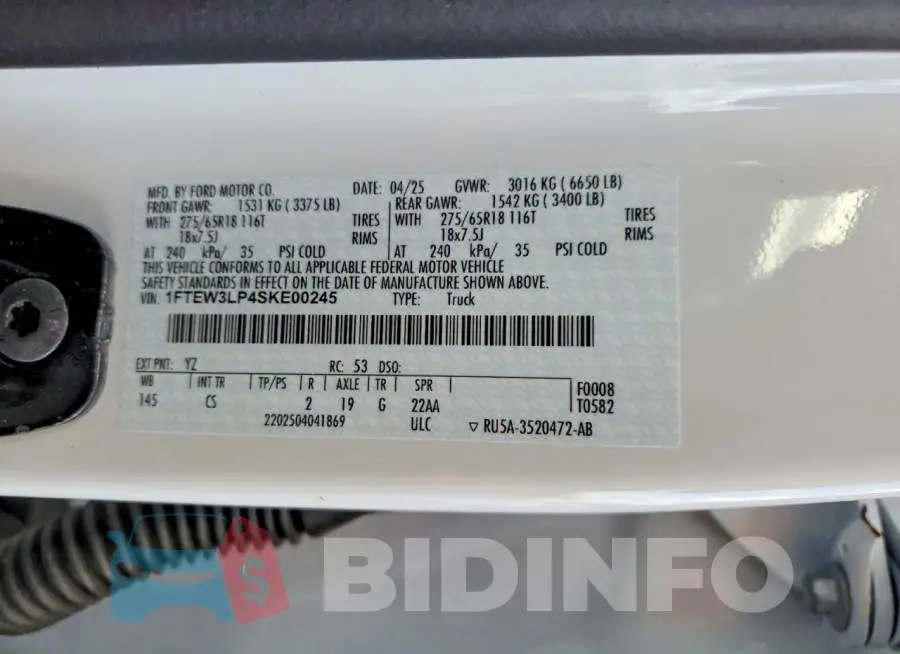 1FTEW3LP4SKE00245 Photo# 12