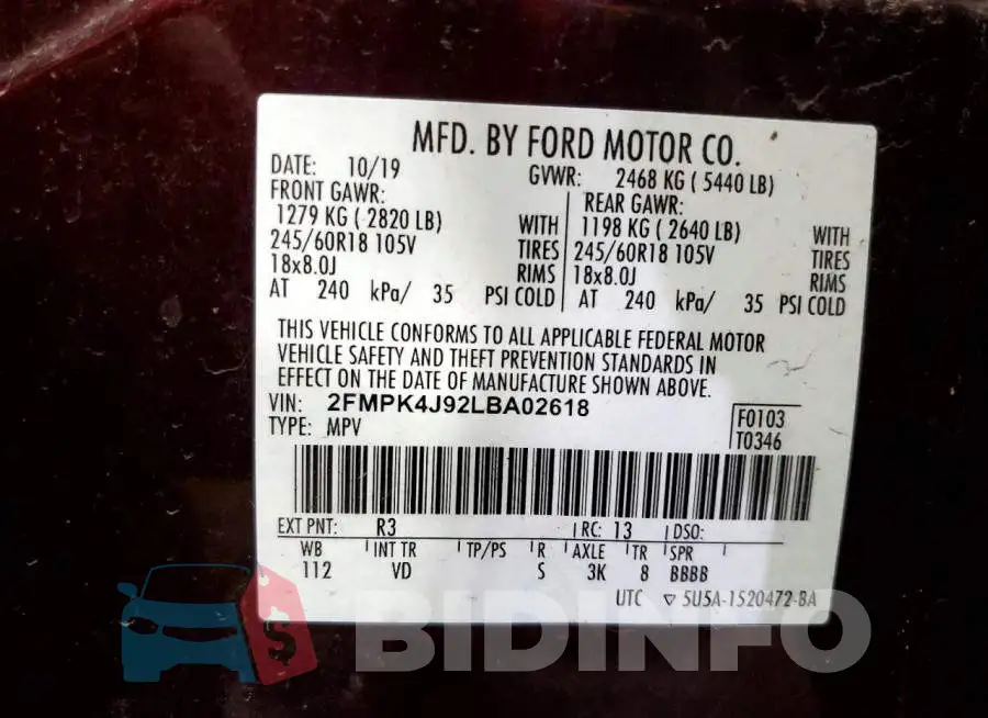 2FMPK4J92LBA02618 Photo# 13