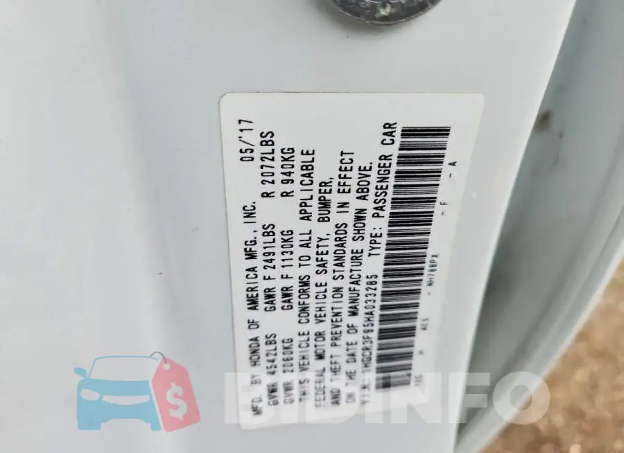 1HGCR3F95HA033285 Photo# 12