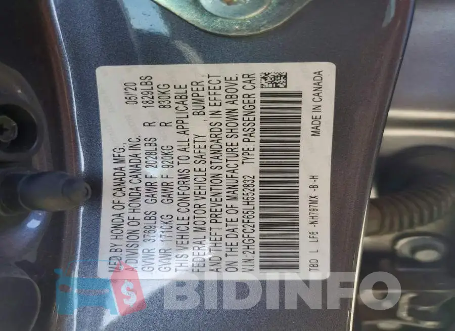 2HGFC2F65LH552832 Photo# 12