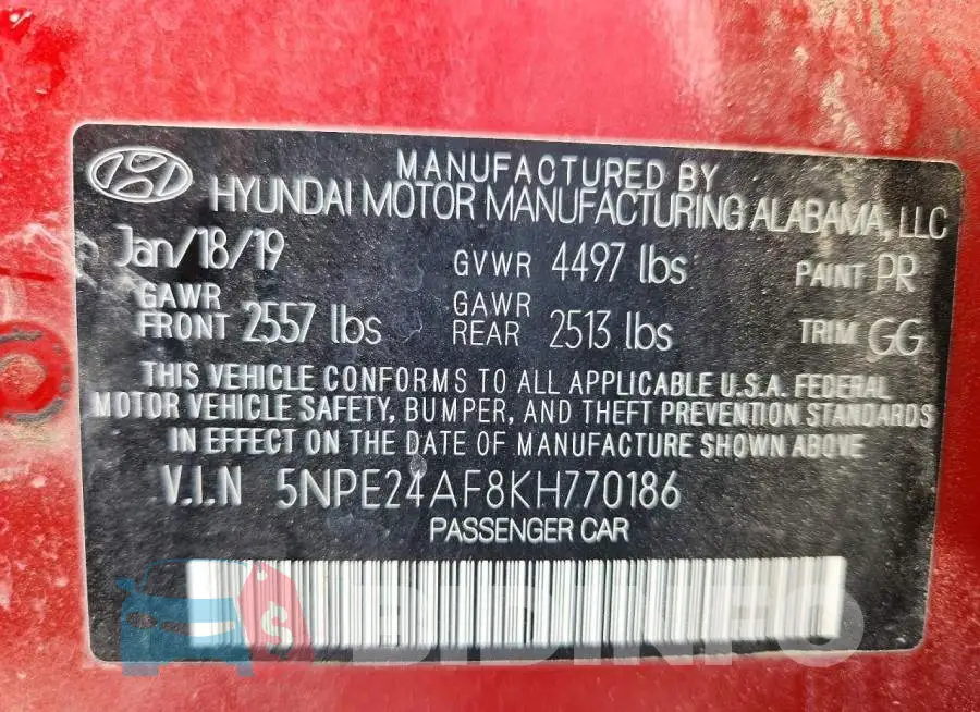 5NPE24AF8KH770186 Photo# 12