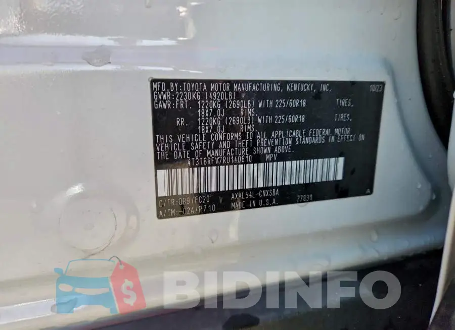 4T3T6RFV7RU140610 Photo# 14