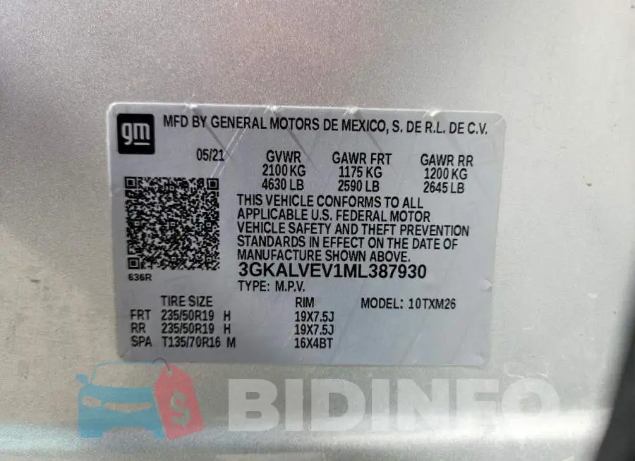 3GKALVEV1ML387930 Photo# 14