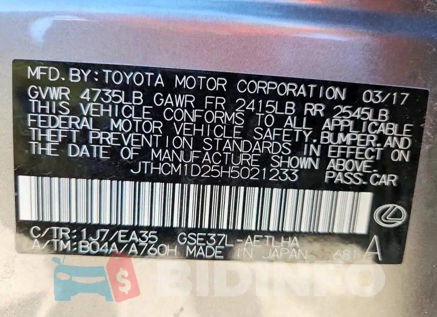 JTHCM1D25H5021233 Photo# 12