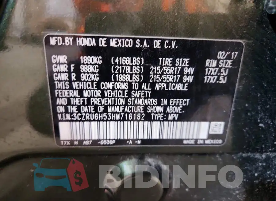 3CZRU6H53HM716182 Photo# 13