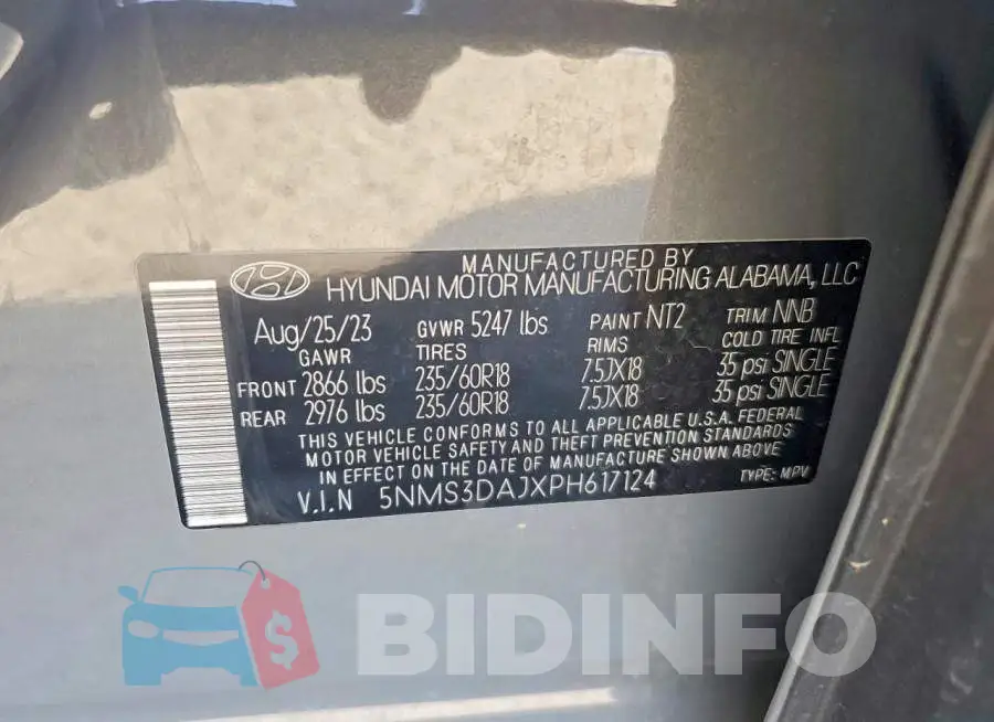 5NMS3DAJXPH617124 Photo# 13
