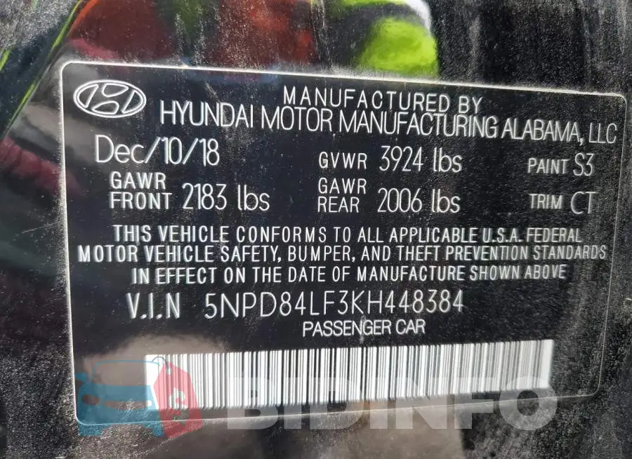 5NPD84LF3KH448384 Photo# 12