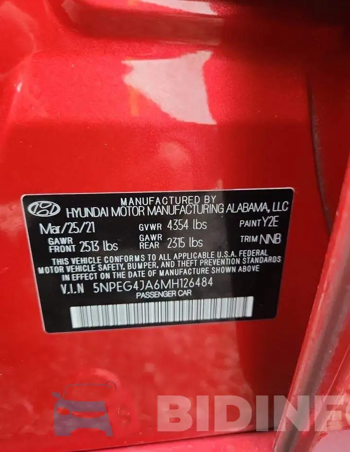 5NPEG4JA6MH126484 Photo# 12