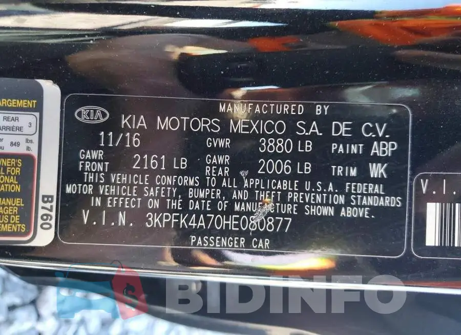 3KPFK4A70HE080877 Photo# 12