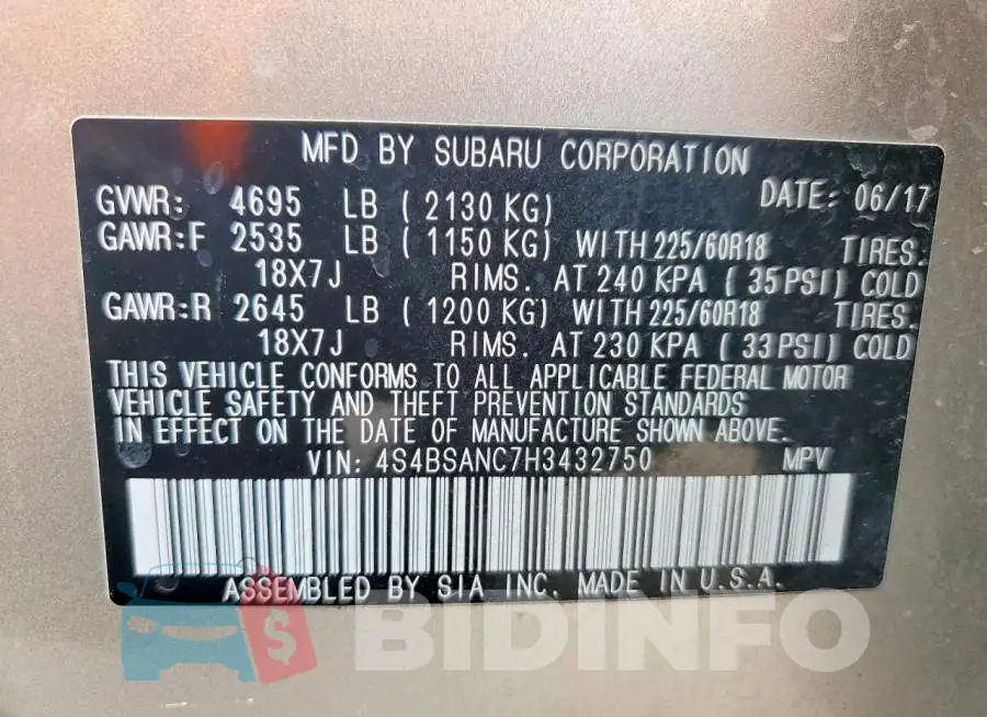4S4BSANC7H3432750 Photo# 13