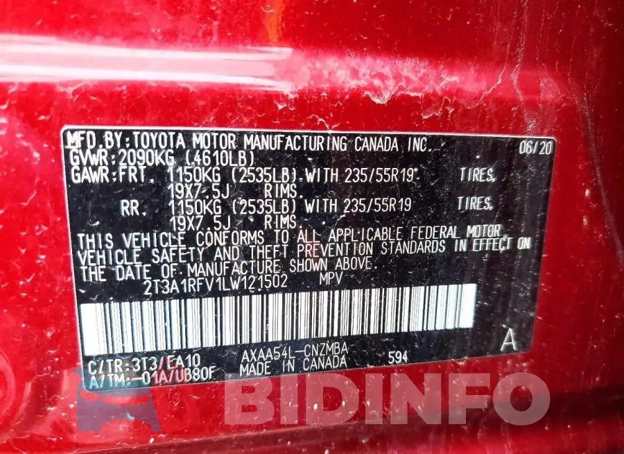 2T3A1RFV1LW121502 Photo# 13