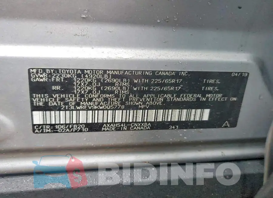 2T3LWRFV9KW005778 Photo# 12