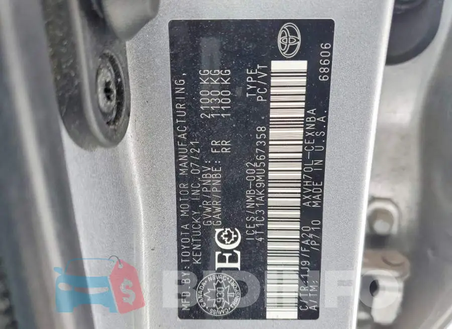 4T1C31AK9MU567358 Photo# 12