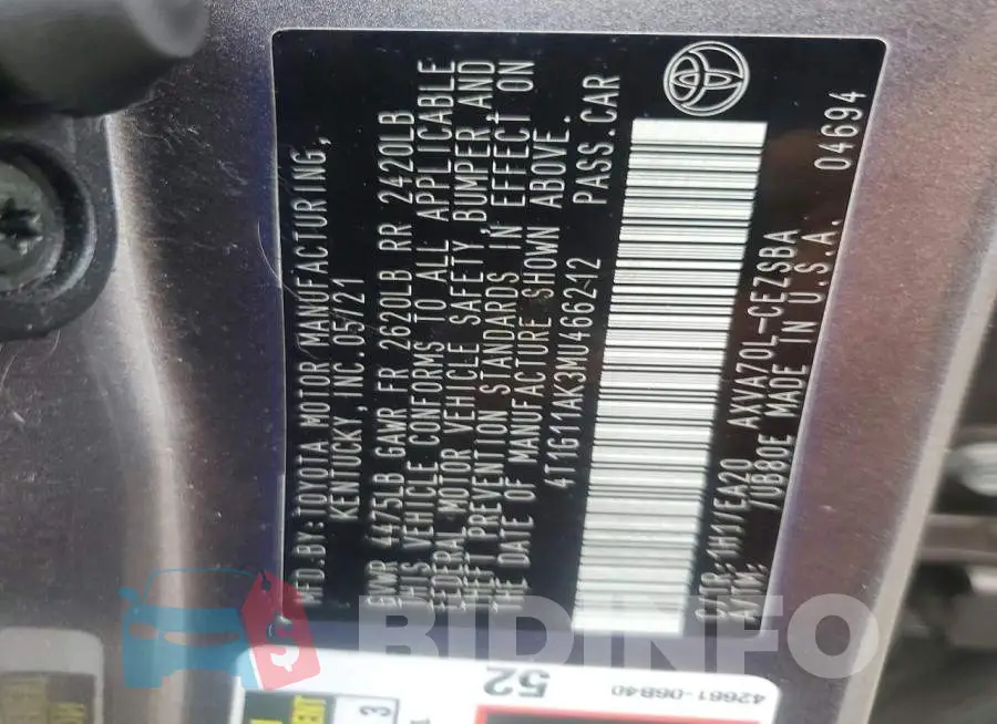 4T1G11AK3MU466212 Photo# 12
