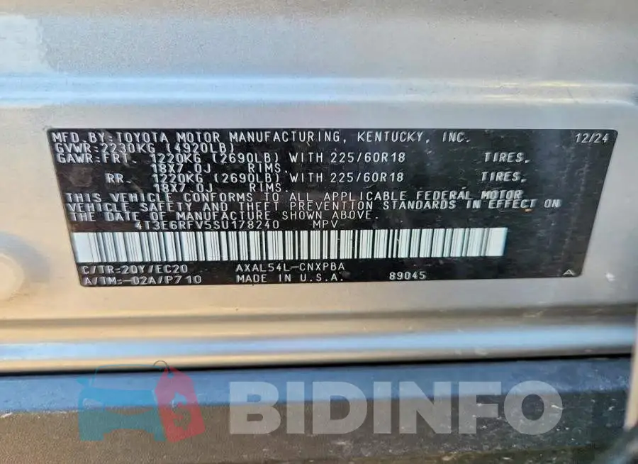 4T3E6RFV5SU178240 Photo# 13