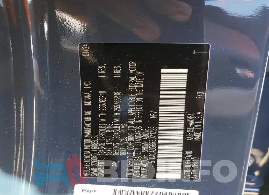 5TDACAB56RS021729 Photo# 13