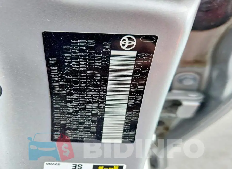 5YFB4MDE3SP287711 Photo# 12