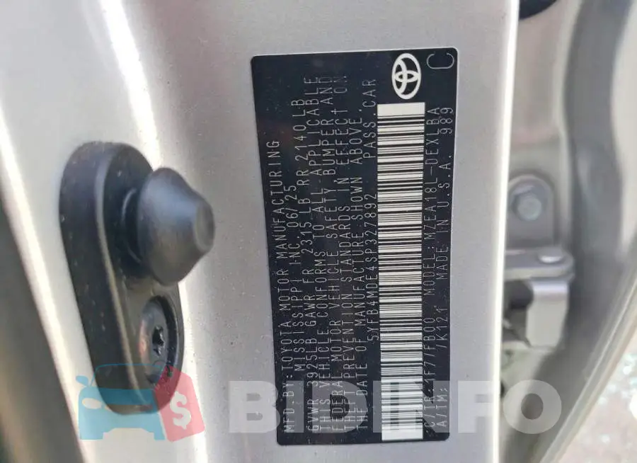 5YFB4MDE4SP327892 Photo# 12