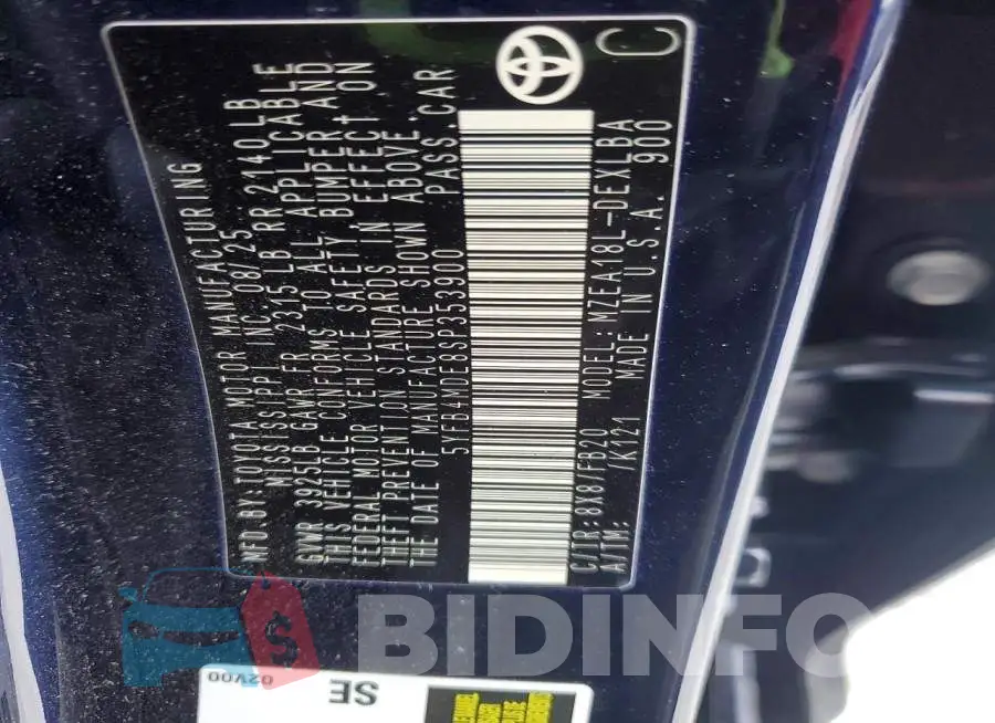 5YFB4MDE8SP353900 Photo# 12