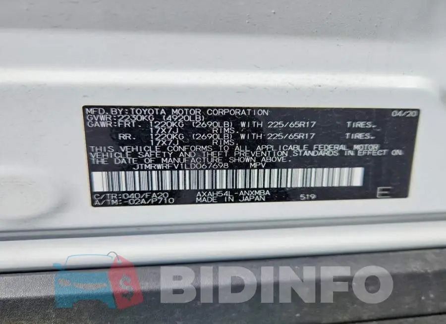 JTMRWRFV1LD067698 Photo# 14