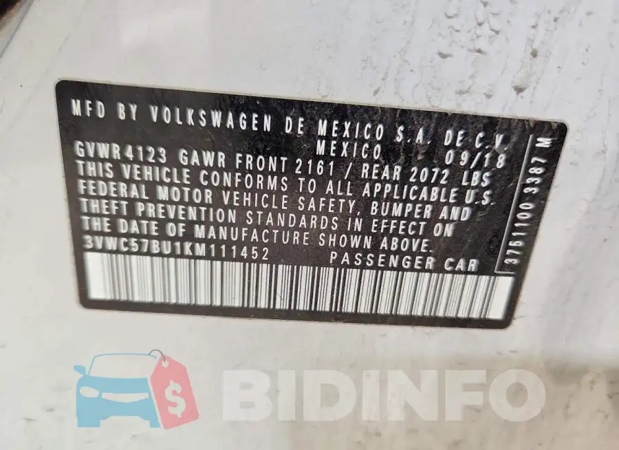 3VWC57BU1KM111452 Photo# 14