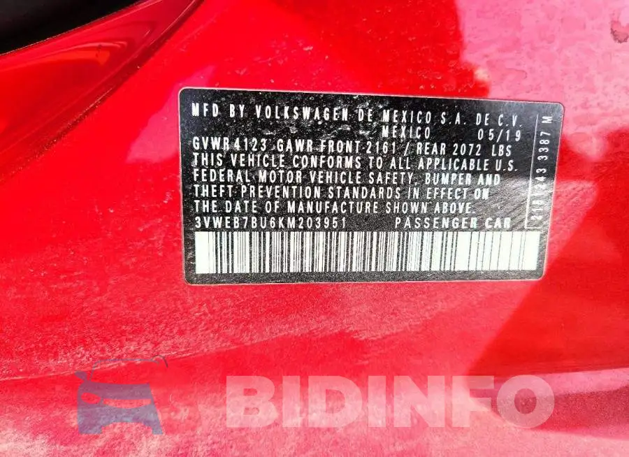 3VWEB7BU6KM203951 Photo# 12
