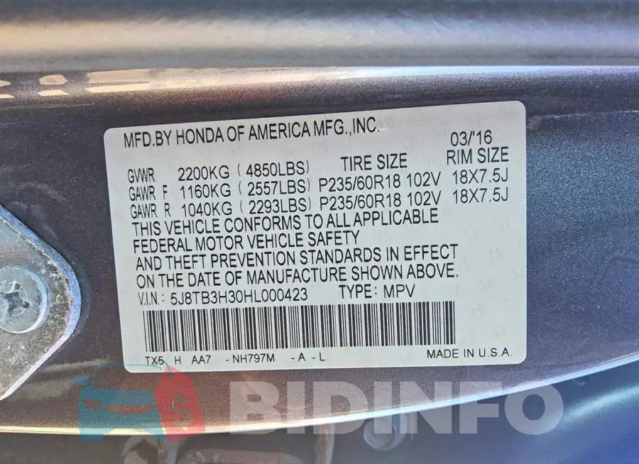 5J8TB3H30HL000423 Photo# 13