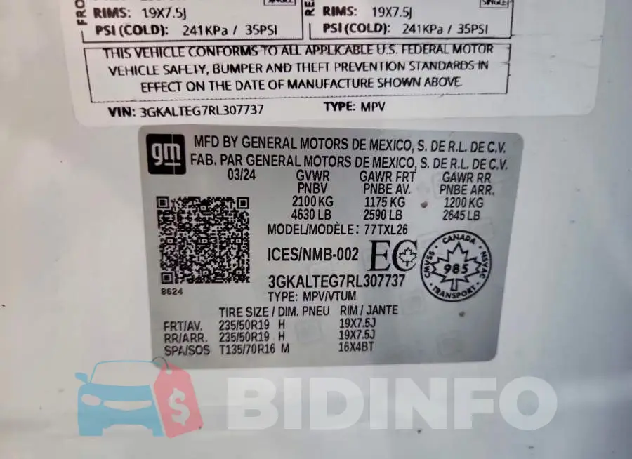 3GKALTEG7RL307737 Photo# 13