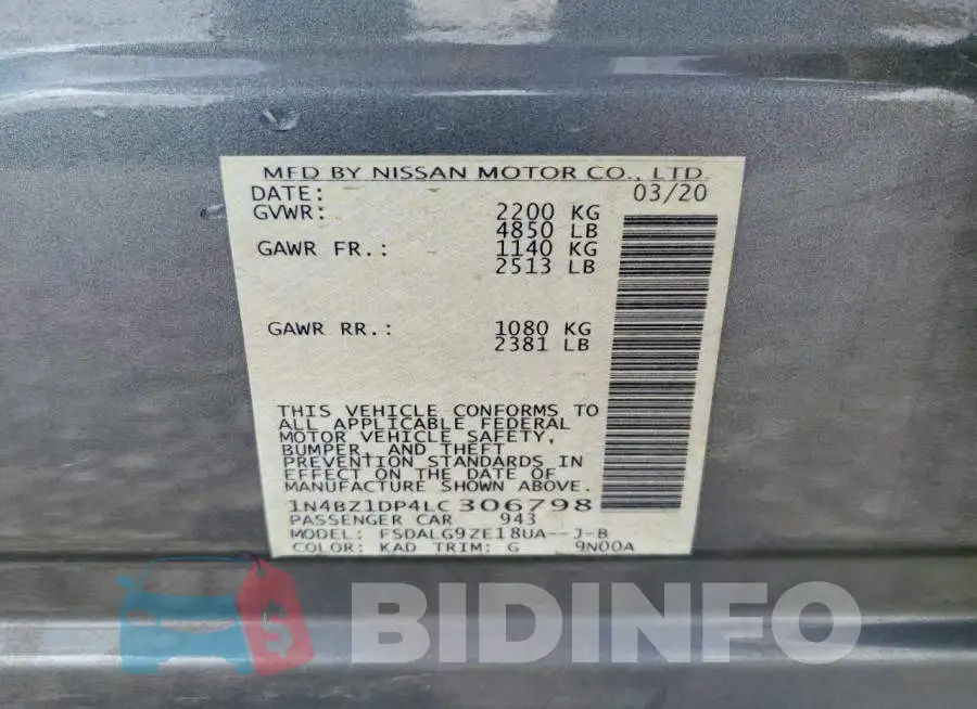 1N4BZ1DP4LC306798 Photo# 13