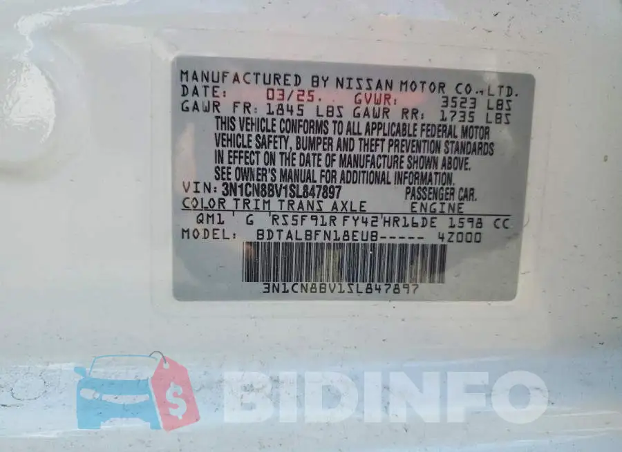 3N1CN8BV1SL847897 Photo# 13