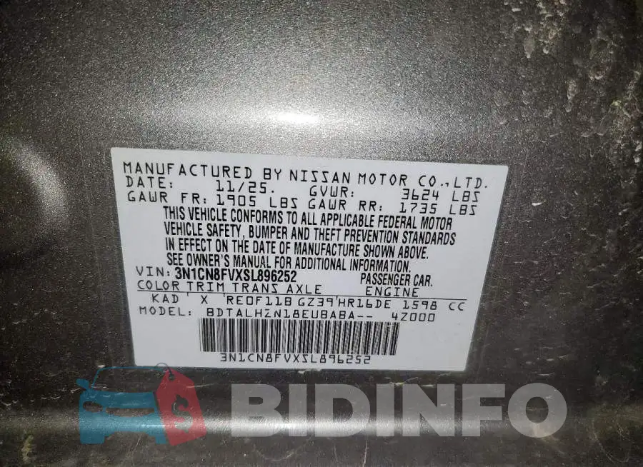 3N1CN8FVXSL896252 Photo# 12