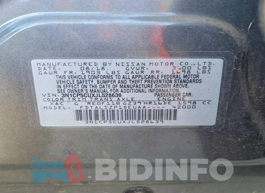 3N1CP5CUXJL528639 Photo# 14