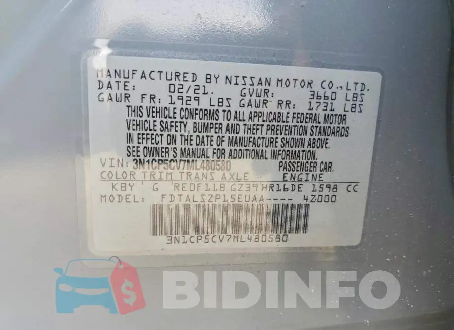 3N1CP5CV7ML480580 Photo# 13
