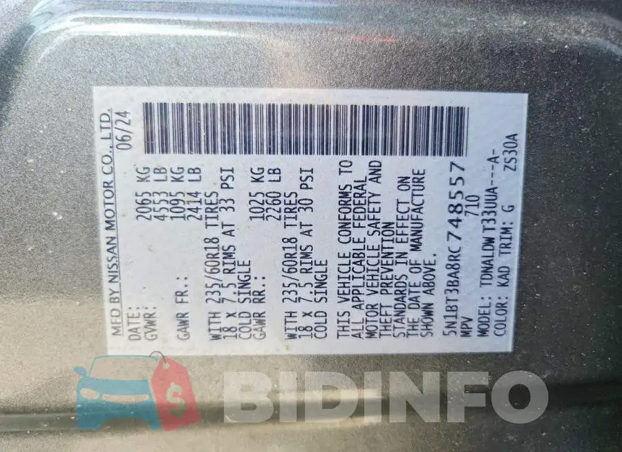 5N1BT3BA8RC748557 Photo# 13