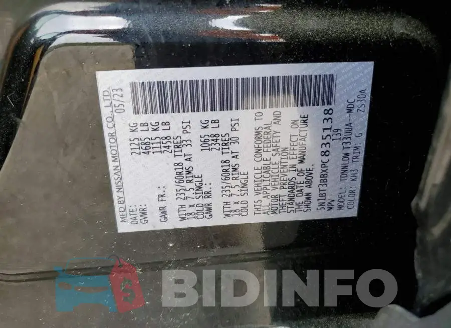 5N1BT3BBXPC835138 Photo# 13