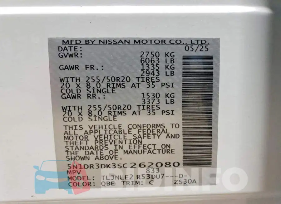 5N1DR3DK3SC262080 Photo# 14