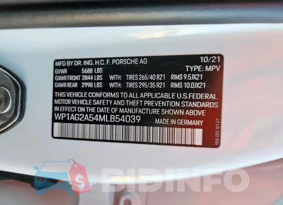 WP1AG2A54MLB54039 Photo# 13