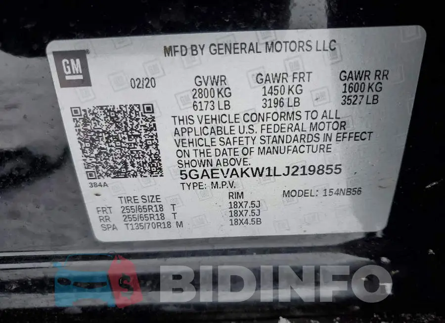 5GAEVAKW1LJ219855 Photo# 13