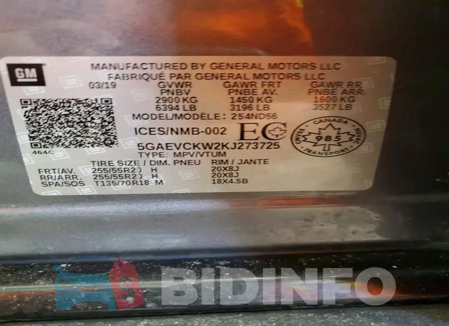 5GAEVCKW2KJ273725 Photo# 13