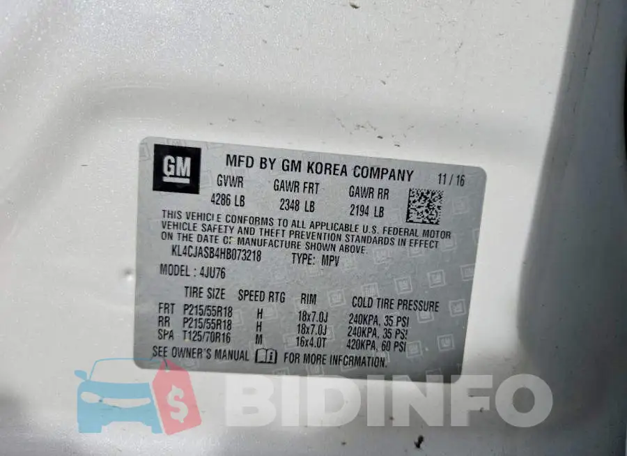 KL4CJASB4HB073218 Photo# 13
