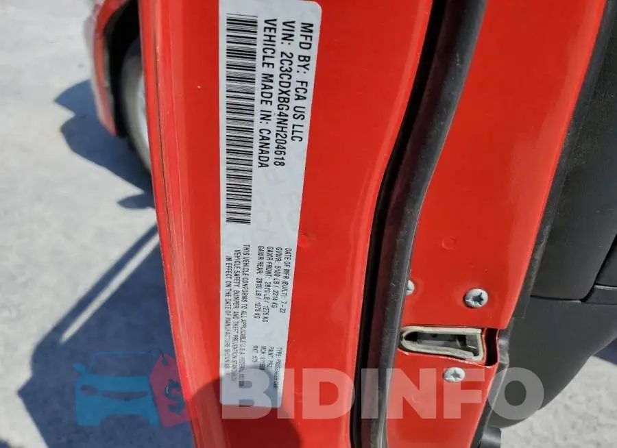 2C3CDXBG4NH204618 Photo# 12